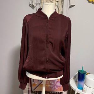 Zara light bomber jacket in burgundy